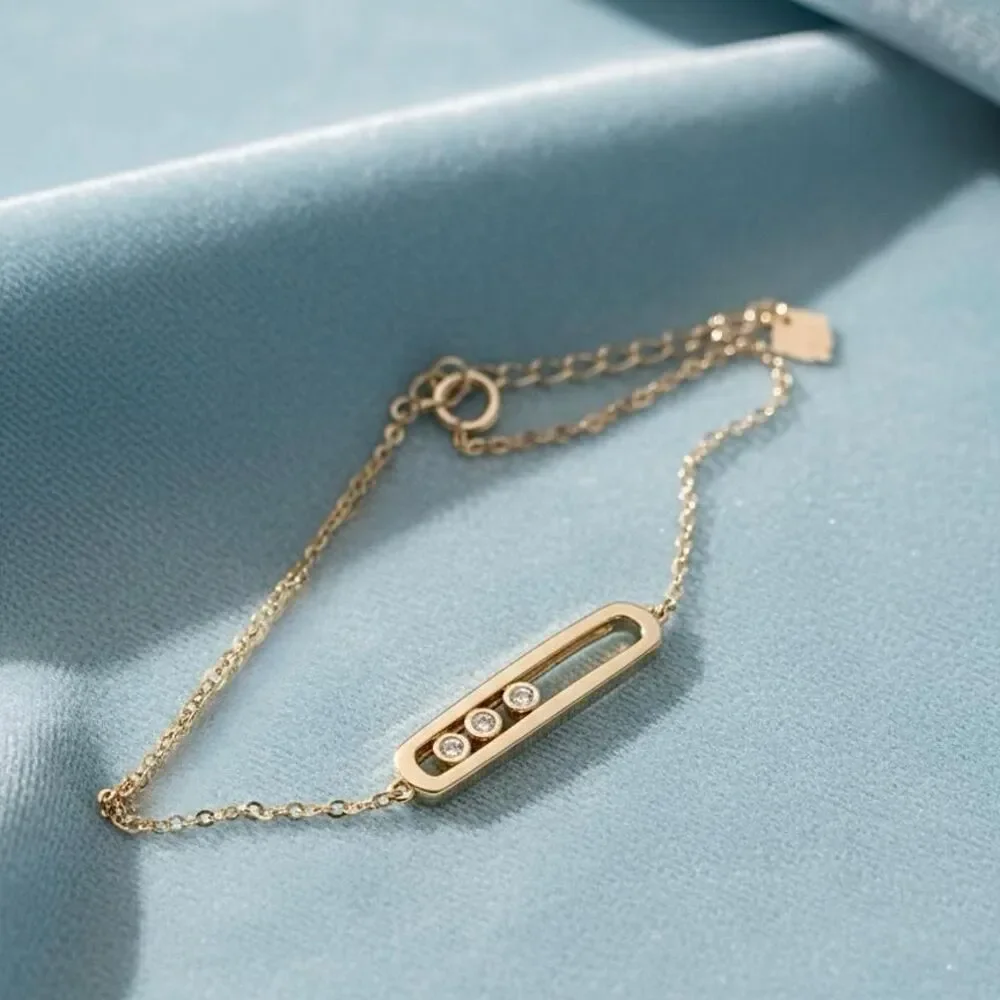 14K Solid Gold CZ Center ID Bracelet | Adjustable Chain By Tehrani Jewelry